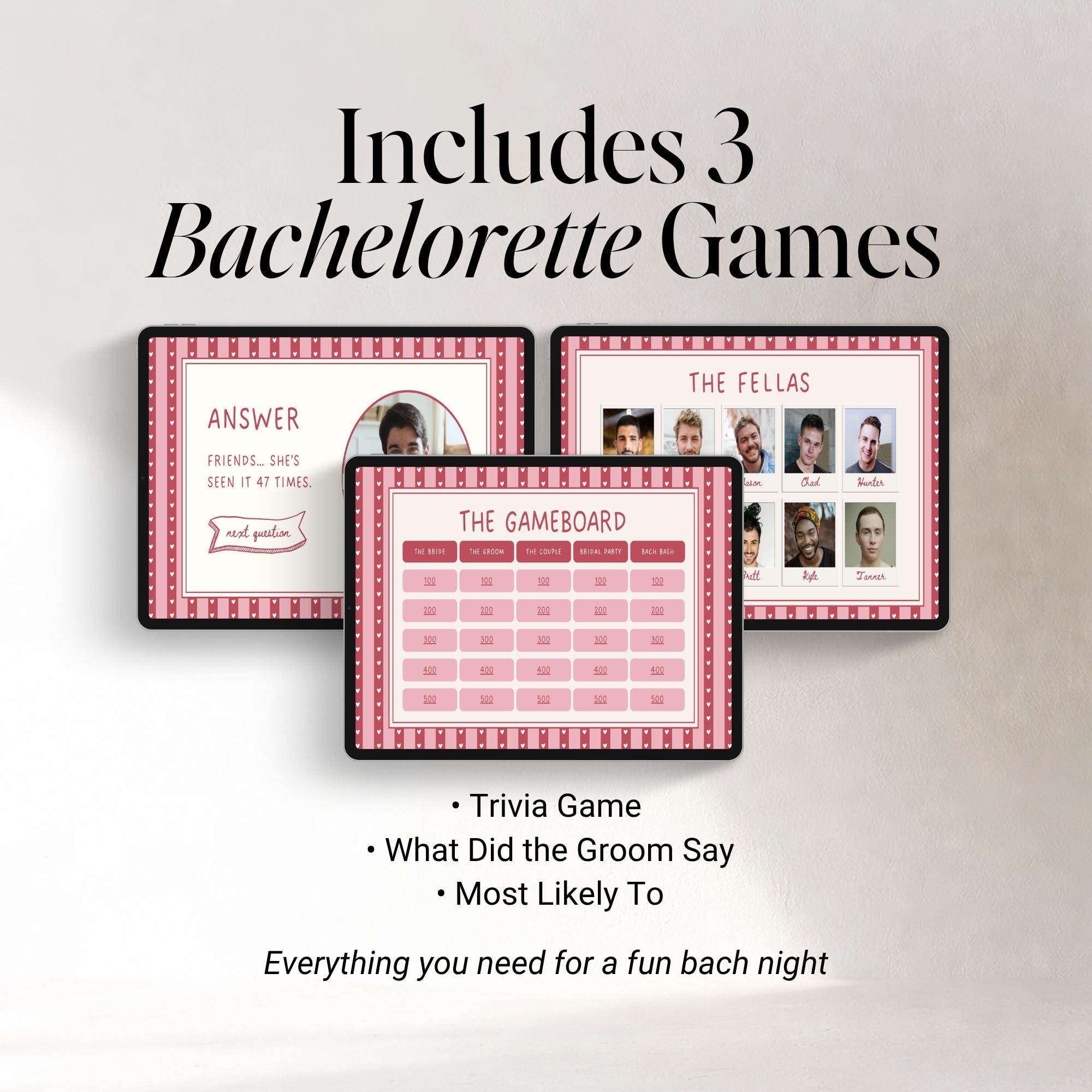 Girls Gone Mild Bachelorette Games Bundle | Animated Canva Party Games