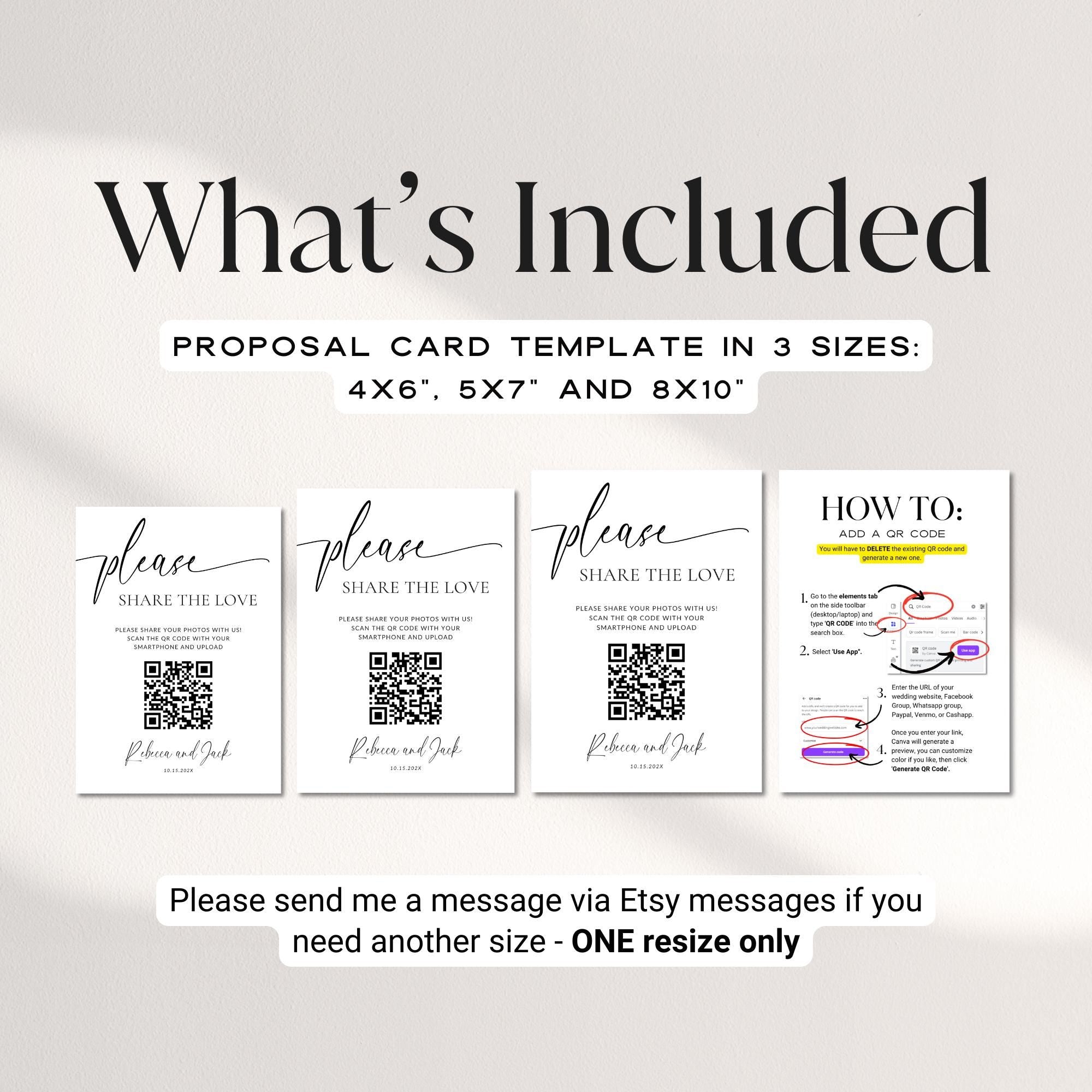 Share the Love Wedding QR Code Sign, Editable Wedding Photo Sign, Minimalist Reception Sign, Modern Wedding Table Sign Canva Template DIY