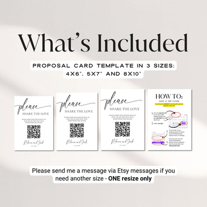 Share the Love Wedding QR Code Sign, Editable Wedding Photo Sign, Minimalist Reception Sign, Modern Wedding Table Sign Canva Template DIY