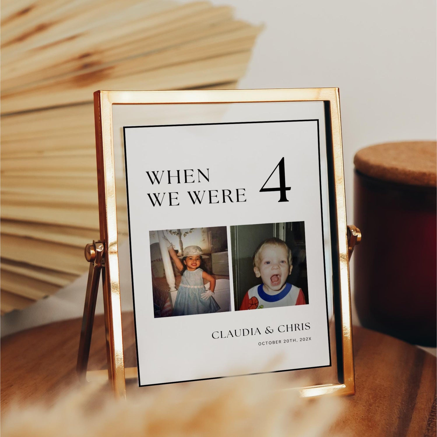 Childhood Photo Wedding Table Numbers, Minimal Wedding Reception Table Numbers, Wedding Table Signs, Wedding Table Decor, When We Were Canva