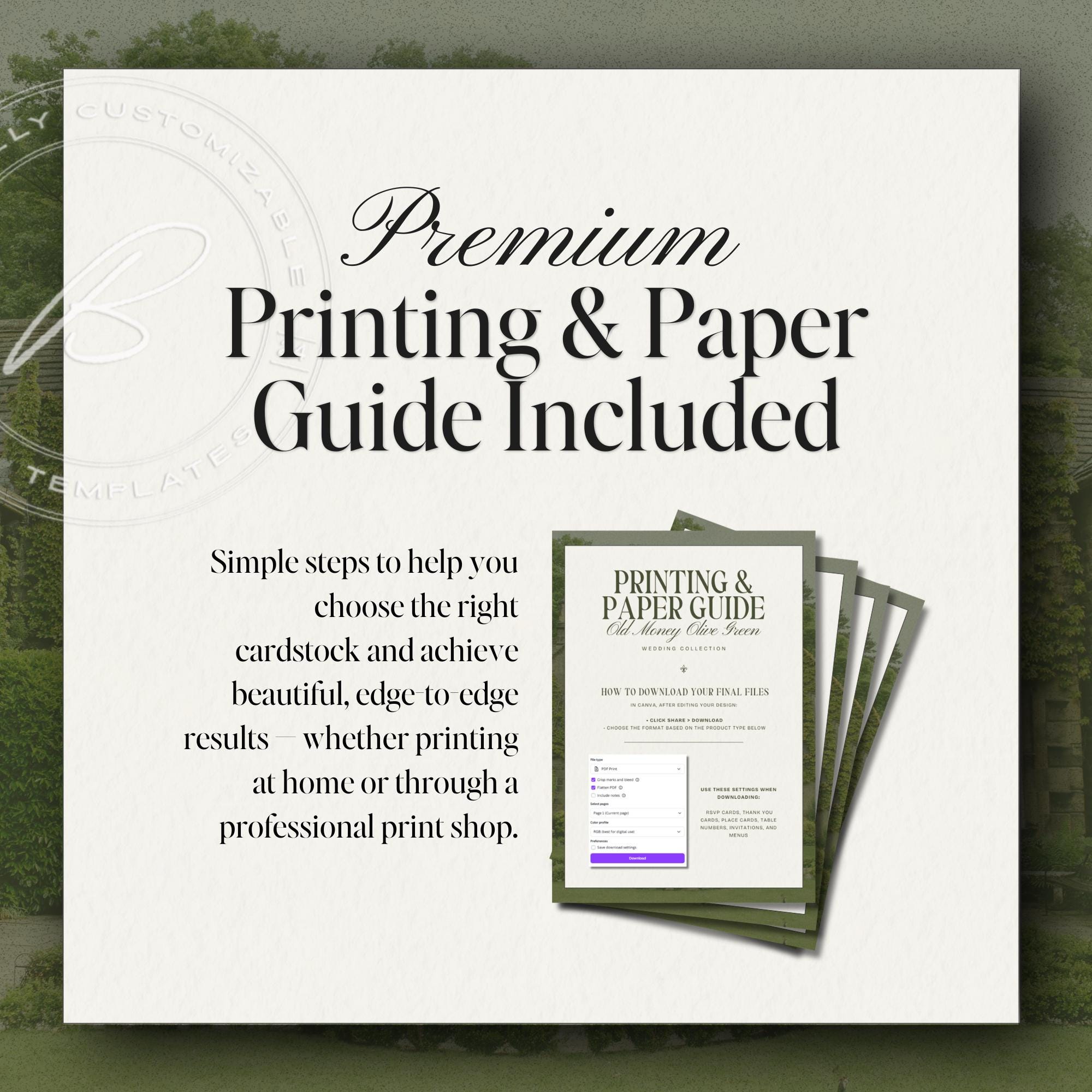 Old Money Olive Green Bachelorette Weekend Itinerary – Elegant Canva Template