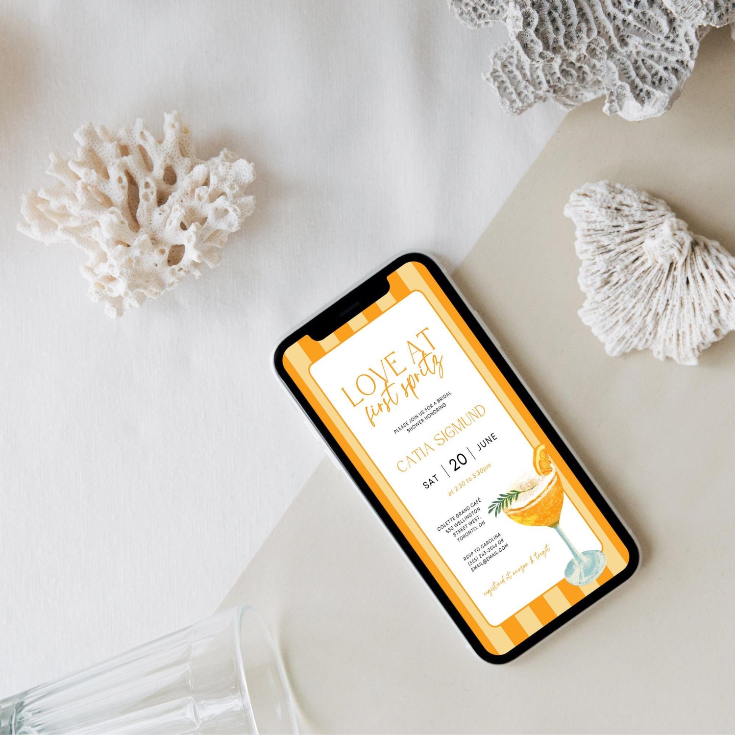 Love At First Spritz Bridal Shower Invitation – Editable Aperol Spritz Bridal Brunch Canva Template