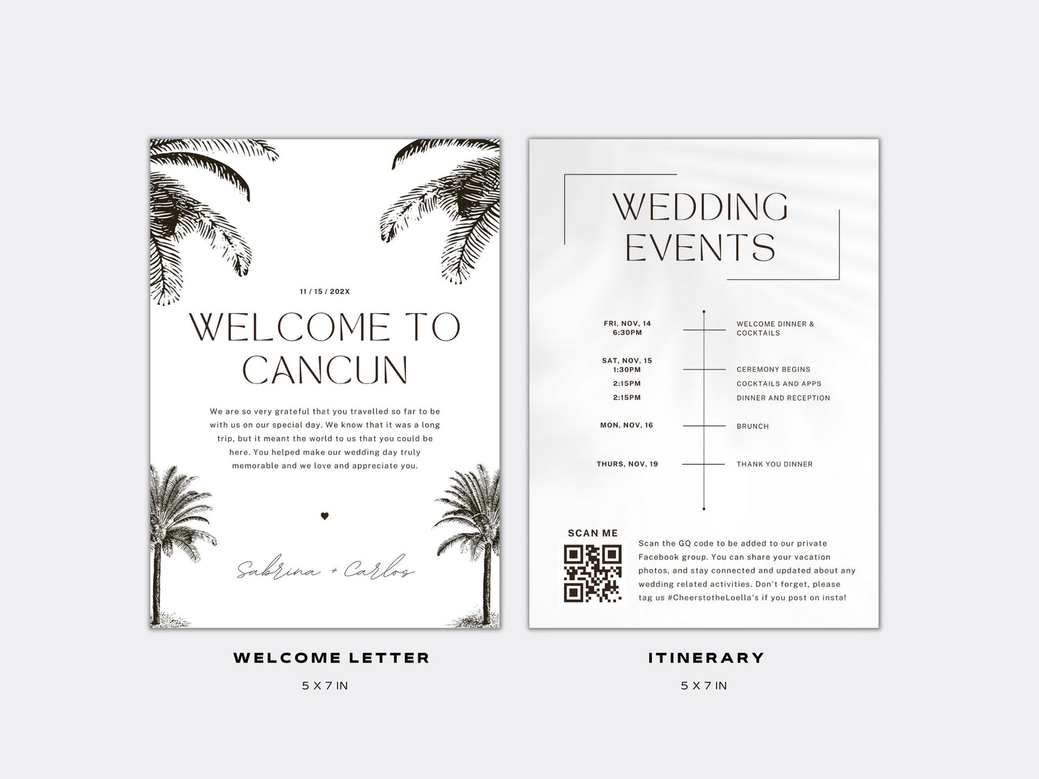 Destination Wedding Welcome Letter &amp; Itinerary – Editable Canva Template