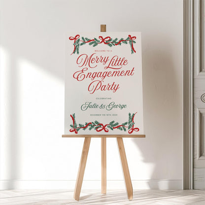 Christmas Engagement Party Welcome Sign – Festive Holiday Wedding Canva Template