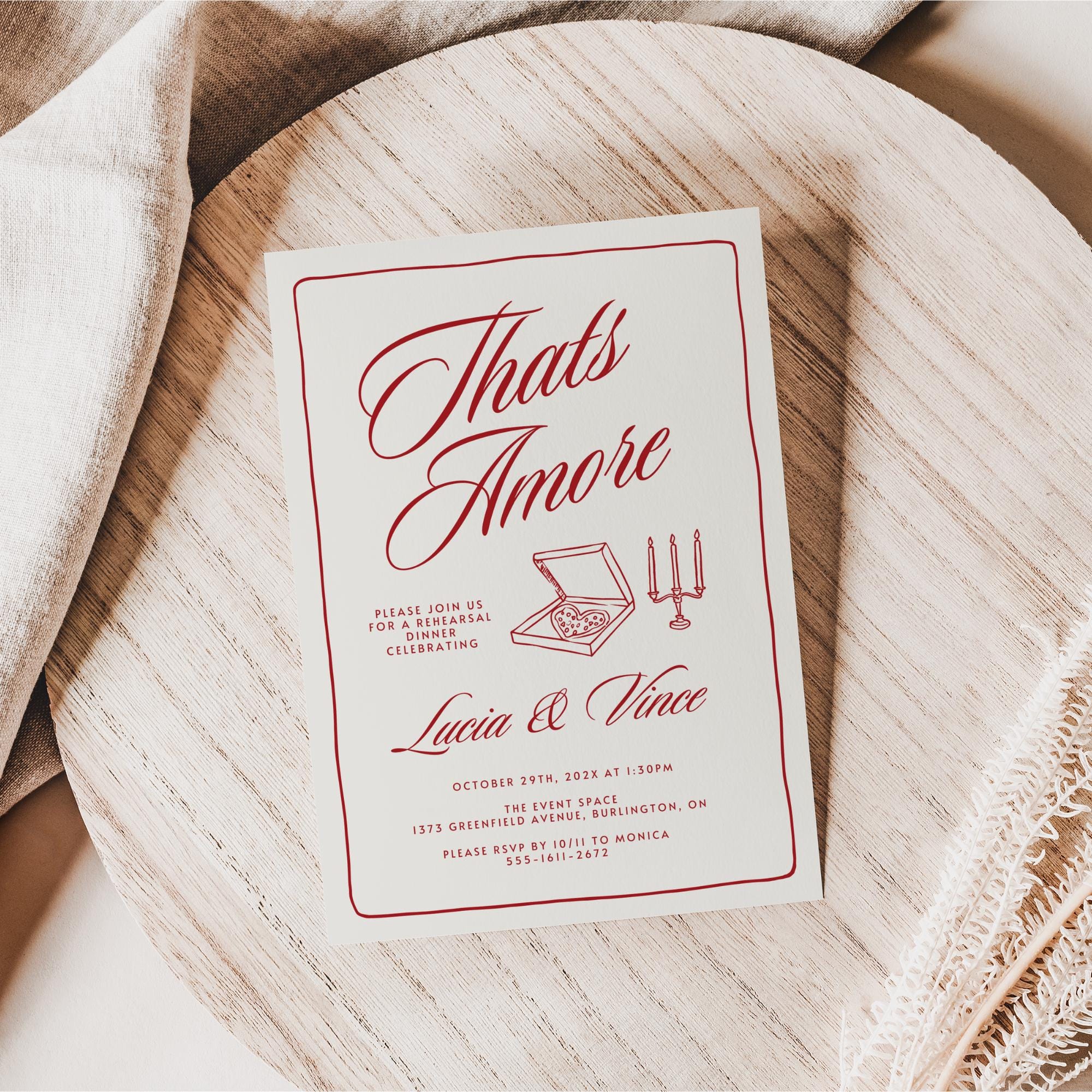 That’s Amore Italian Engagement Party Invitation – Editable Canva Template