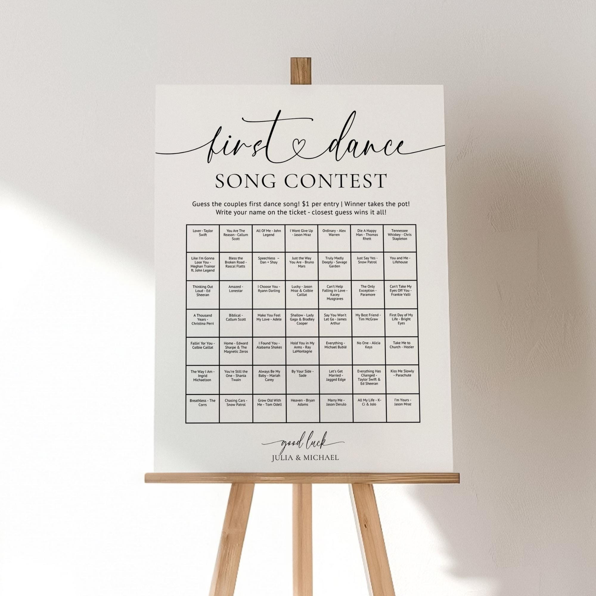 Wedding First Dance Contest Sign Template – Editable Canva Wedding Game, Reception Table Game, Rehearsal Dinner Activity