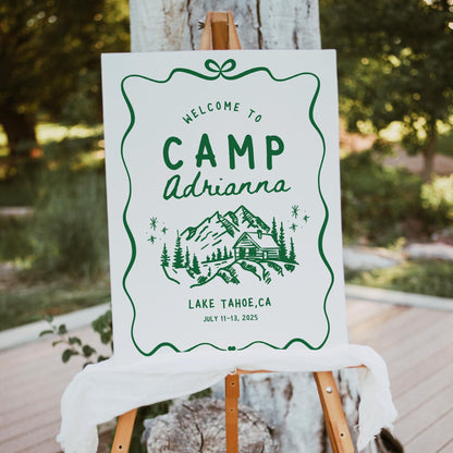 Camp Bachelorette Welcome Sign – Hand Drawn Camp Bach Canva Template