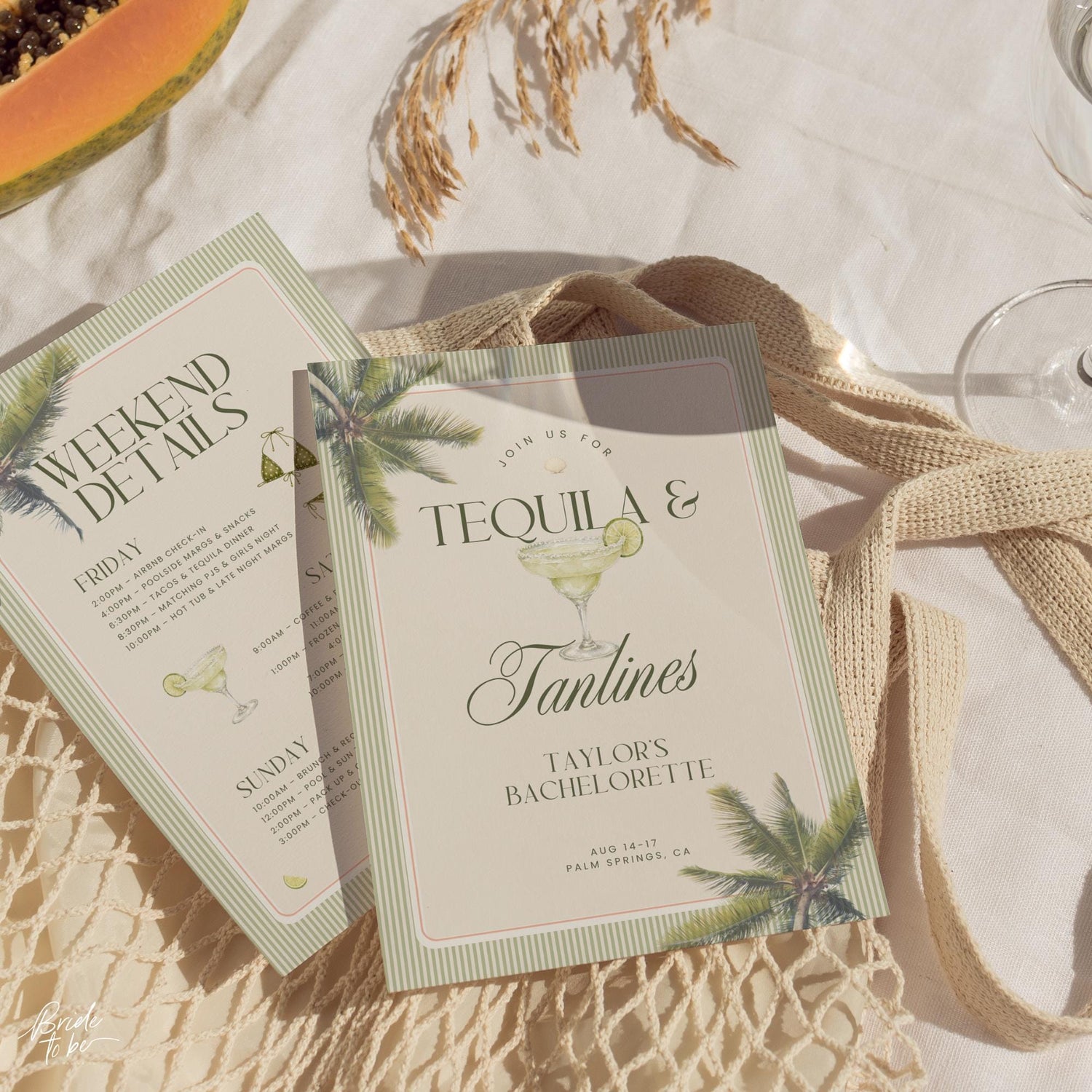 Tequila &amp; Tanlines Bachelorette Weekend Bundle – Beach Canva Templates