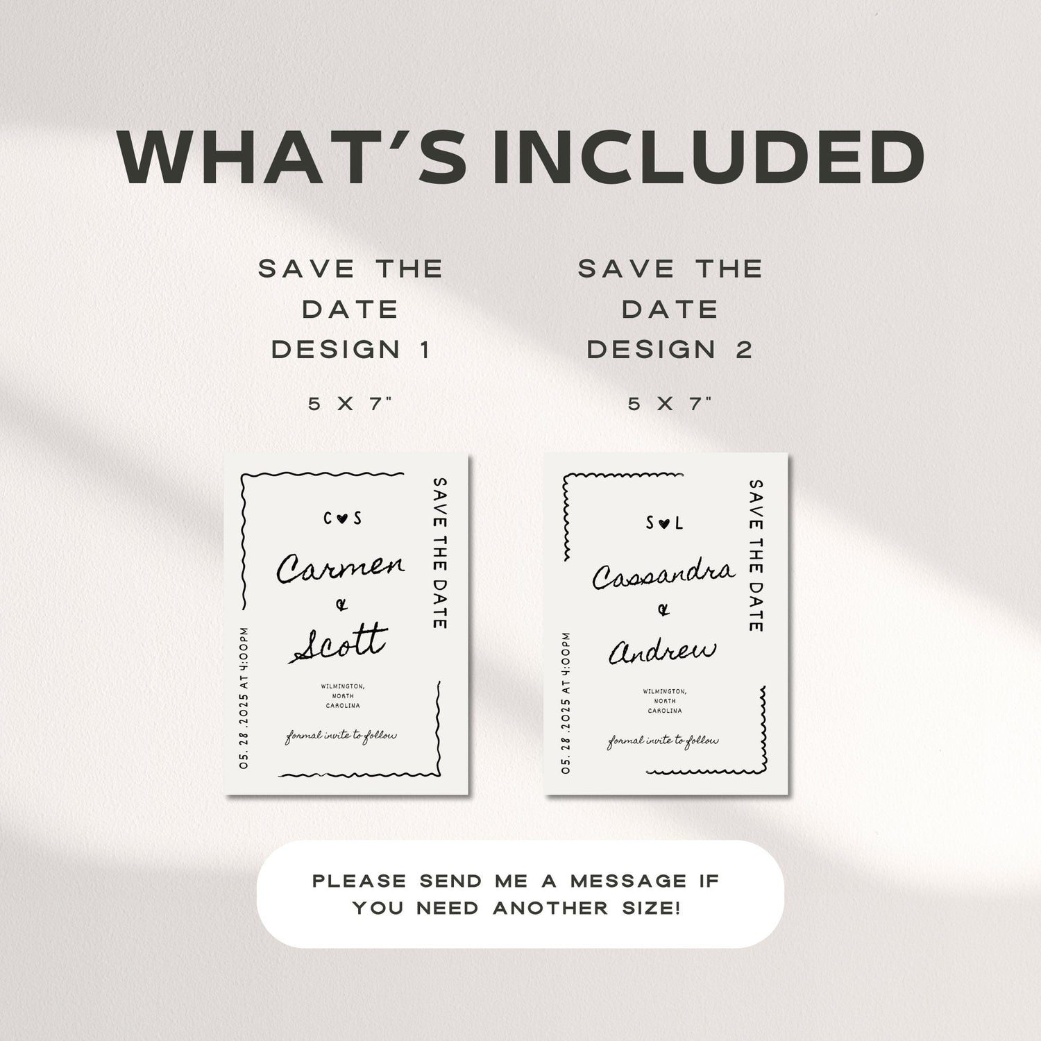 Hand-Drawn Save The Date Template – Whimsical Minimal Wedding Announcement Canva DIY