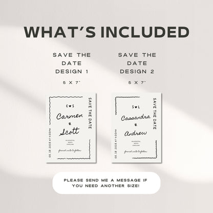Hand-Drawn Save The Date Template – Whimsical Minimal Wedding Announcement Canva DIY