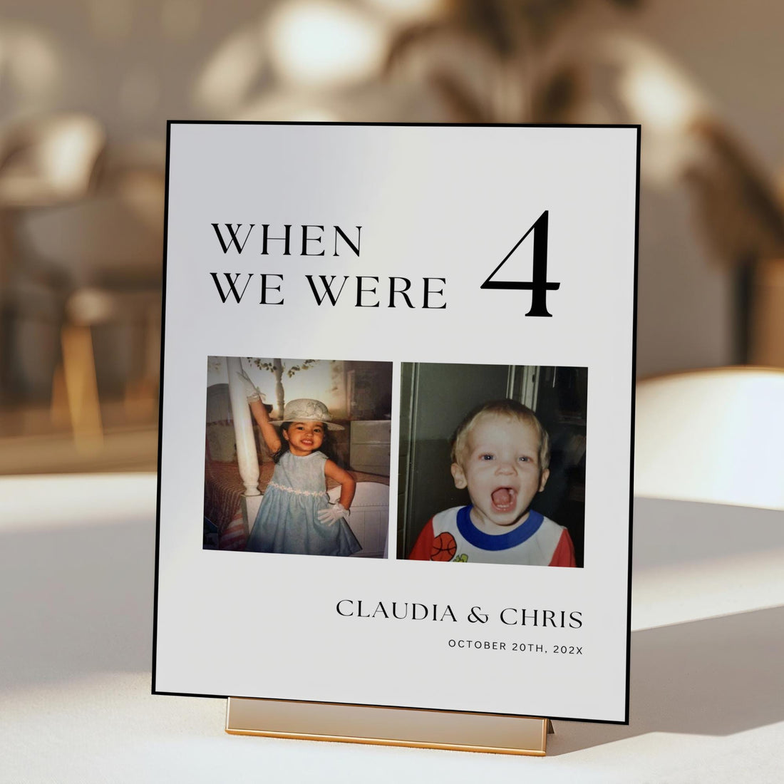 Childhood Photo Wedding Table Numbers, Minimal Wedding Reception Table Numbers, Wedding Table Signs, Wedding Table Decor, When We Were Canva