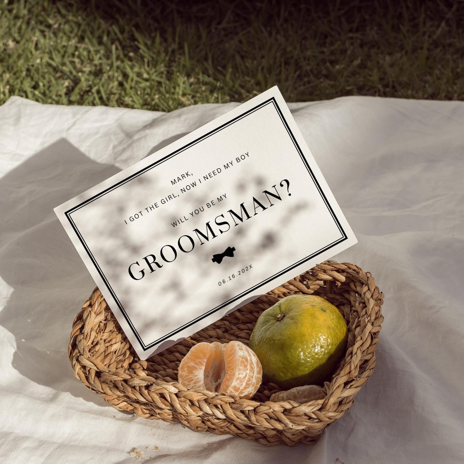 Simple Groomsmen Proposal Card Template, Rustic Best Man Proposal, Bowtie Will You Be My Best Man, Groomsman Cards Editable Template Canva