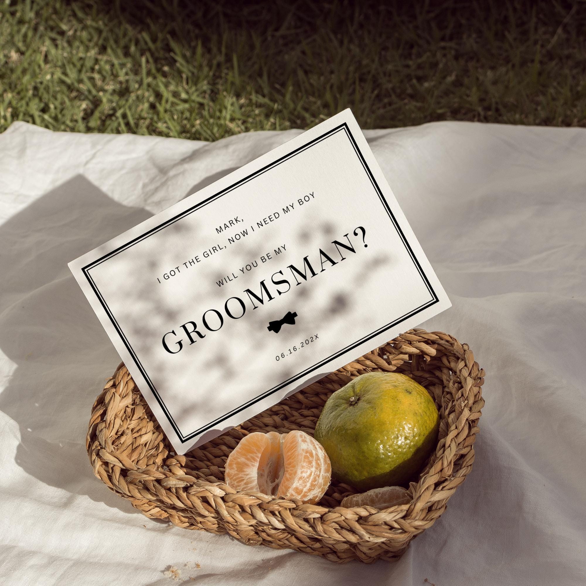 Simple Groomsmen Proposal Card Template, Rustic Best Man Proposal, Bowtie Will You Be My Best Man, Groomsman Cards Editable Template Canva