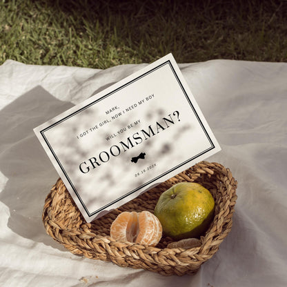 Simple Groomsmen Proposal Card Template, Rustic Best Man Proposal, Bowtie Will You Be My Best Man, Groomsman Cards Editable Template Canva