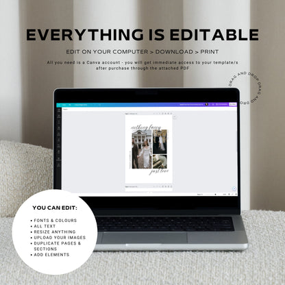 Nothing Fancy Just Love Elopement Announcement – Minimal Photo Elopement Invitation Canva Template