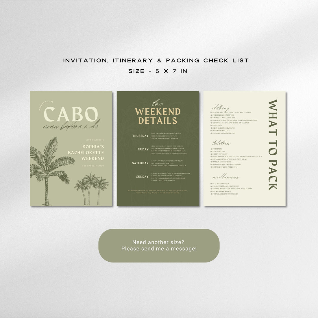 Cabo &amp; Tulum Bachelorette Itinerary – Mexico Travel Weekend Invitation &amp; Checklist Canva Template