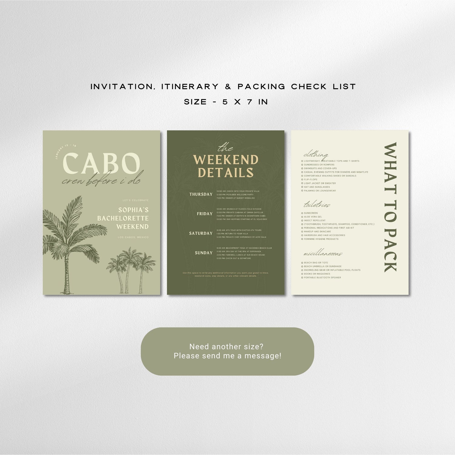 Cabo &amp; Tulum Bachelorette Itinerary – Mexico Travel Weekend Invitation &amp; Checklist Canva Template