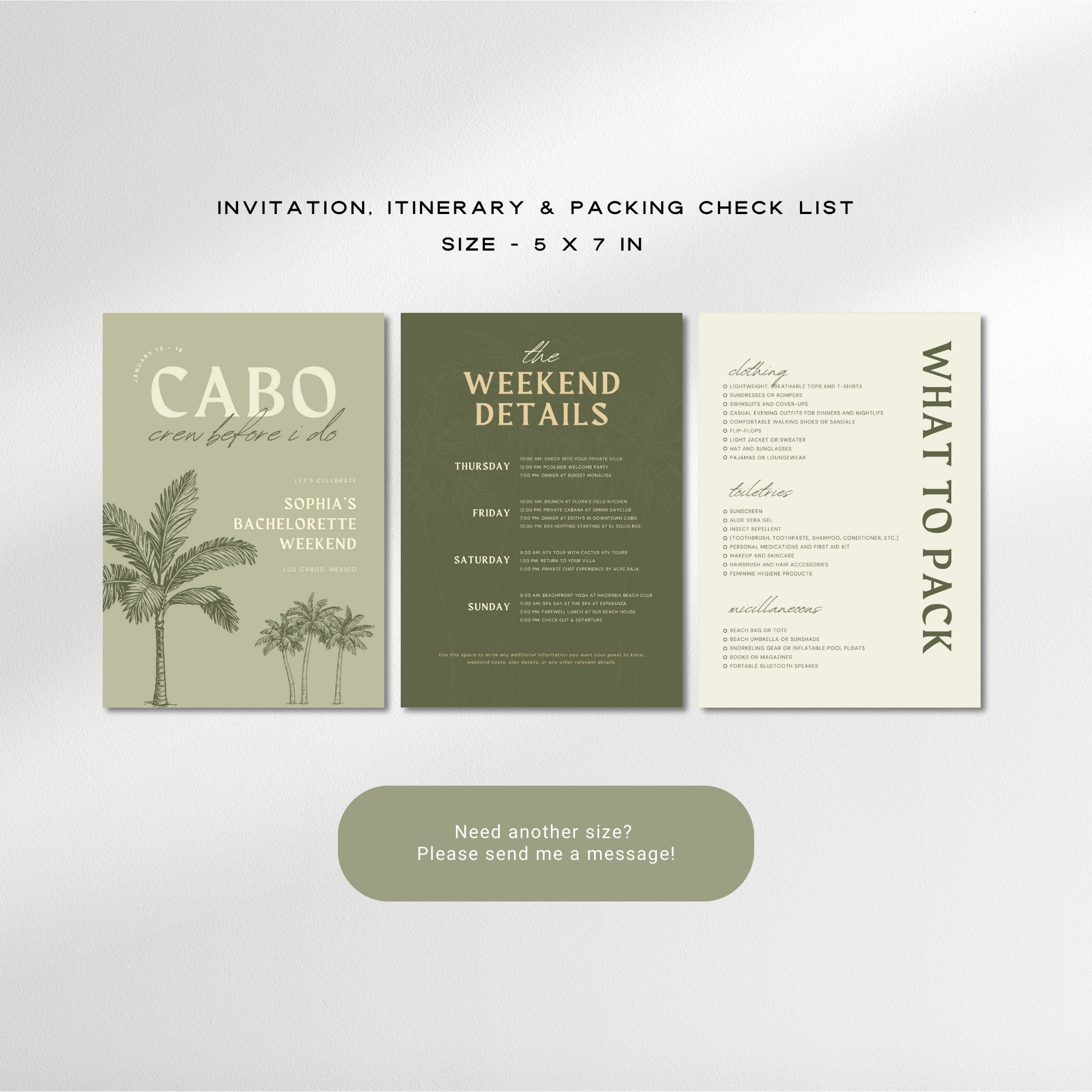 Cabo &amp; Tulum Bachelorette Itinerary – Mexico Travel Weekend Invitation &amp; Checklist Canva Template