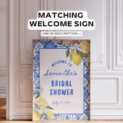 Italian Lemons Bridal Shower Invitation, Italian Bridal Shower Invitation, Lemon Bridal Shower Invitations Template, Citrus Mediterranean