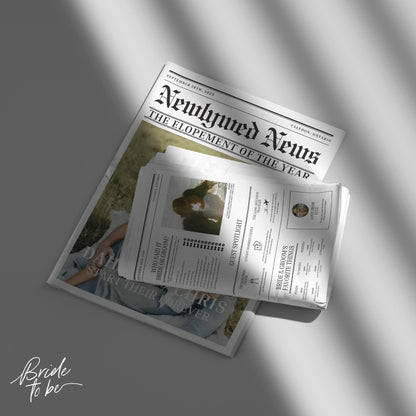 Photo Wedding Newspaper Template – Editable Newspaper Program &amp; Save the Date Canva