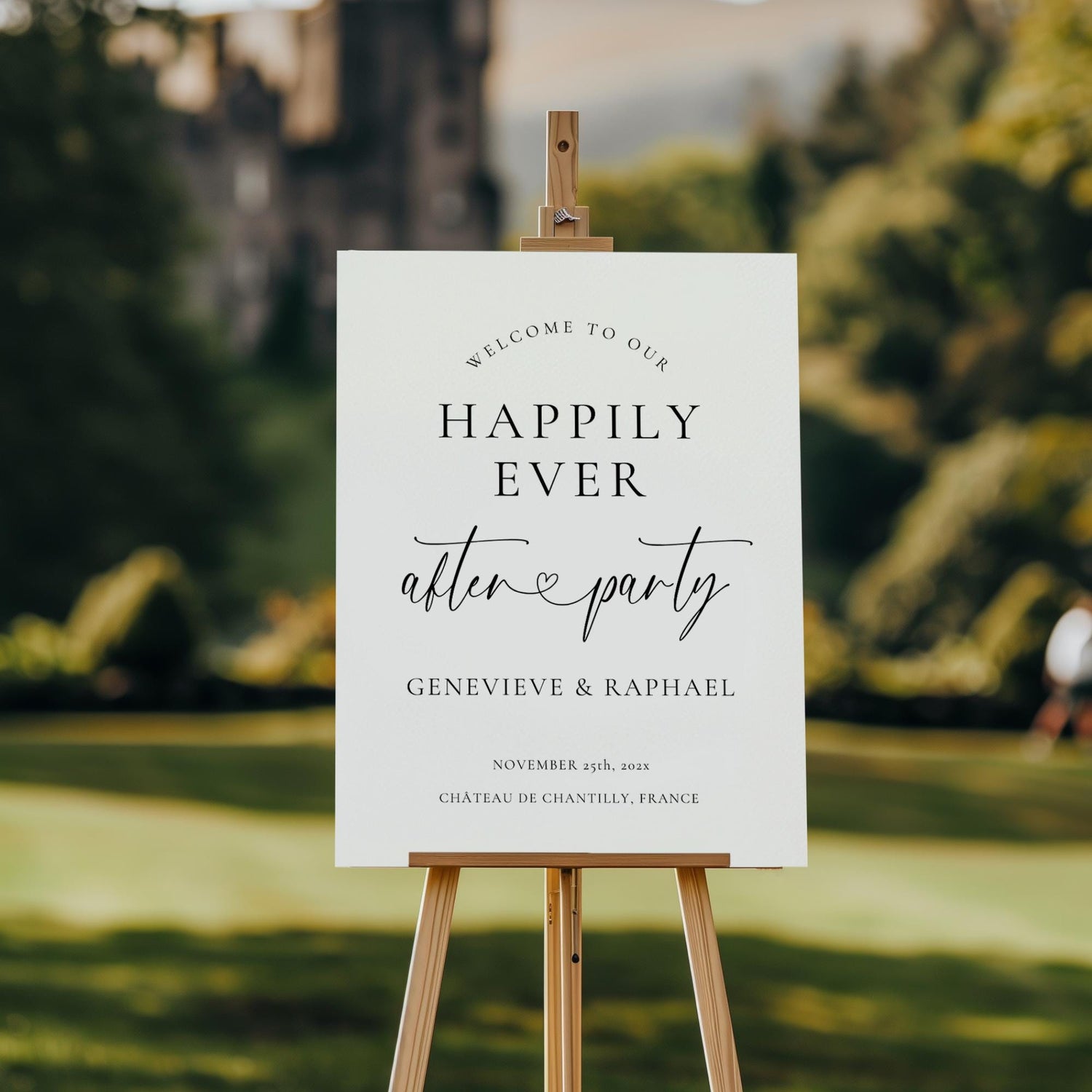 Happily Ever After Wedding Welcome Sign – Minimalist Modern Reception Canva Template