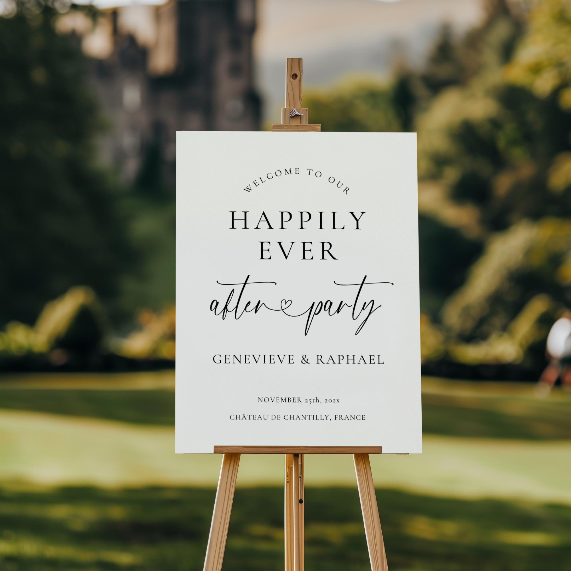 Happily Ever After Wedding Welcome Sign – Minimalist Modern Reception Canva Template