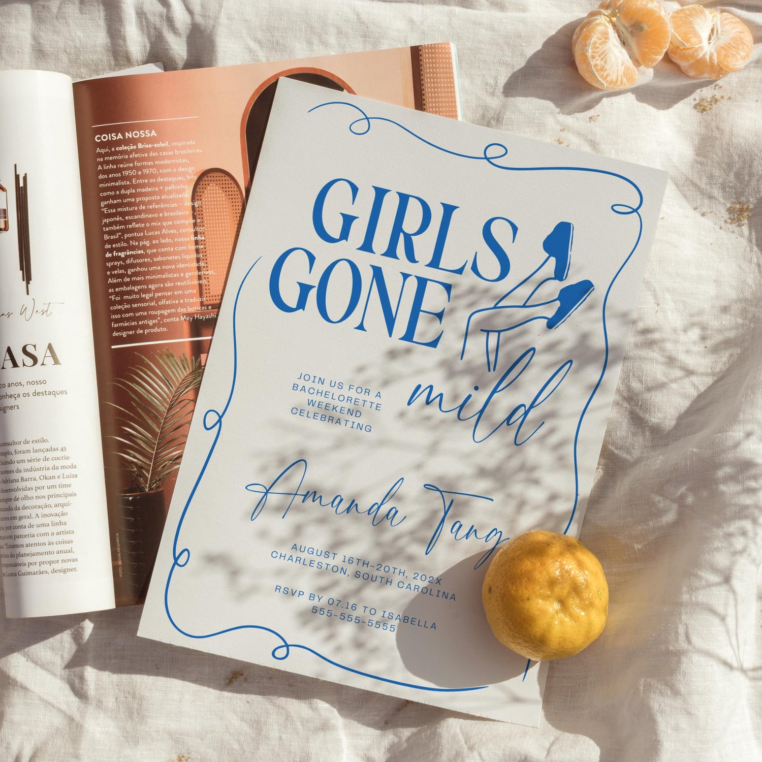 Girls Gone Mild Bachelorette Invitation, Itinerary &amp; Packing List – Editable Slumber Party Canva Template