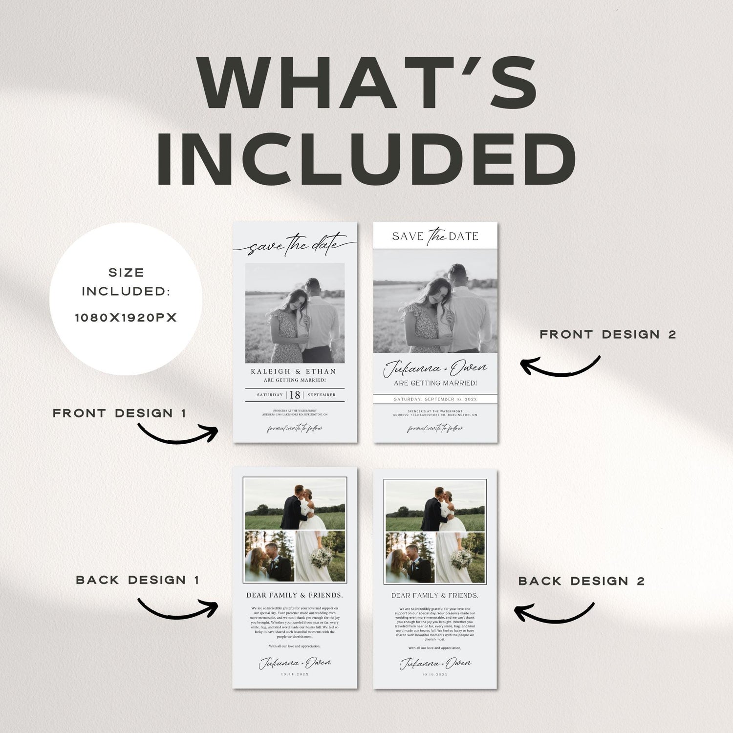 Save The Date Digital Evite Template, Digital Invite, Modern Minimalist Digital Invitation, Electronic Wedding Thank You Card Canva DIY