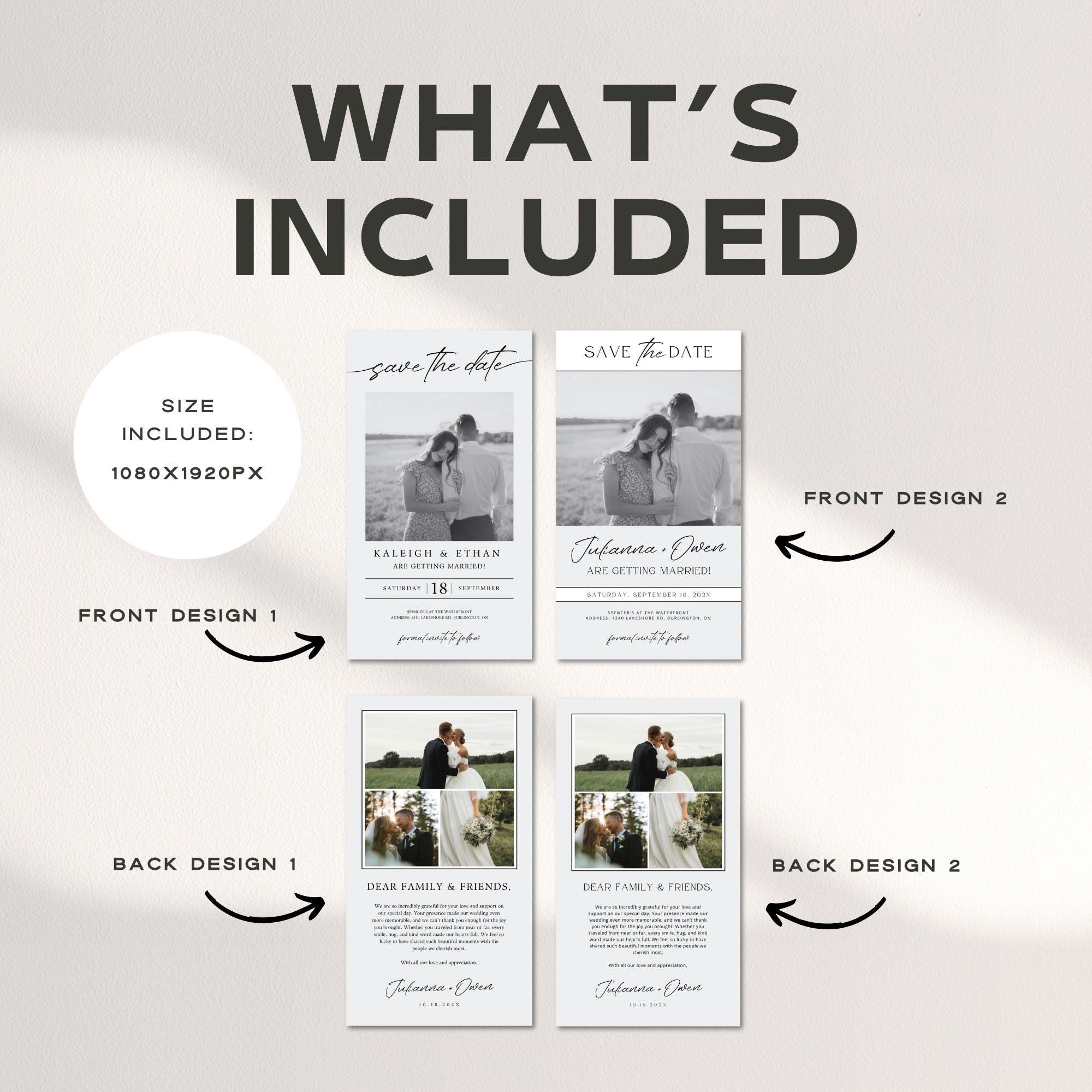 Save The Date Digital Evite Template, Digital Invite, Modern Minimalist Digital Invitation, Electronic Wedding Thank You Card Canva DIY