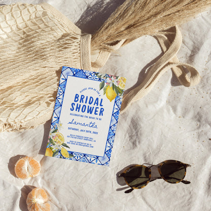 Italian Lemons Bridal Shower Invitation, Italian Bridal Shower Invitation, Lemon Bridal Shower Invitations Template, Citrus Mediterranean