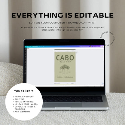 Cabo Bachelorette Invitation &amp; Weekend Itinerary – Mexico Girls Trip Canva Template