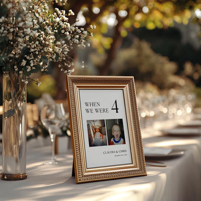 Childhood Photo Wedding Table Numbers, Minimal Wedding Reception Table Numbers, Wedding Table Signs, Wedding Table Decor, When We Were Canva