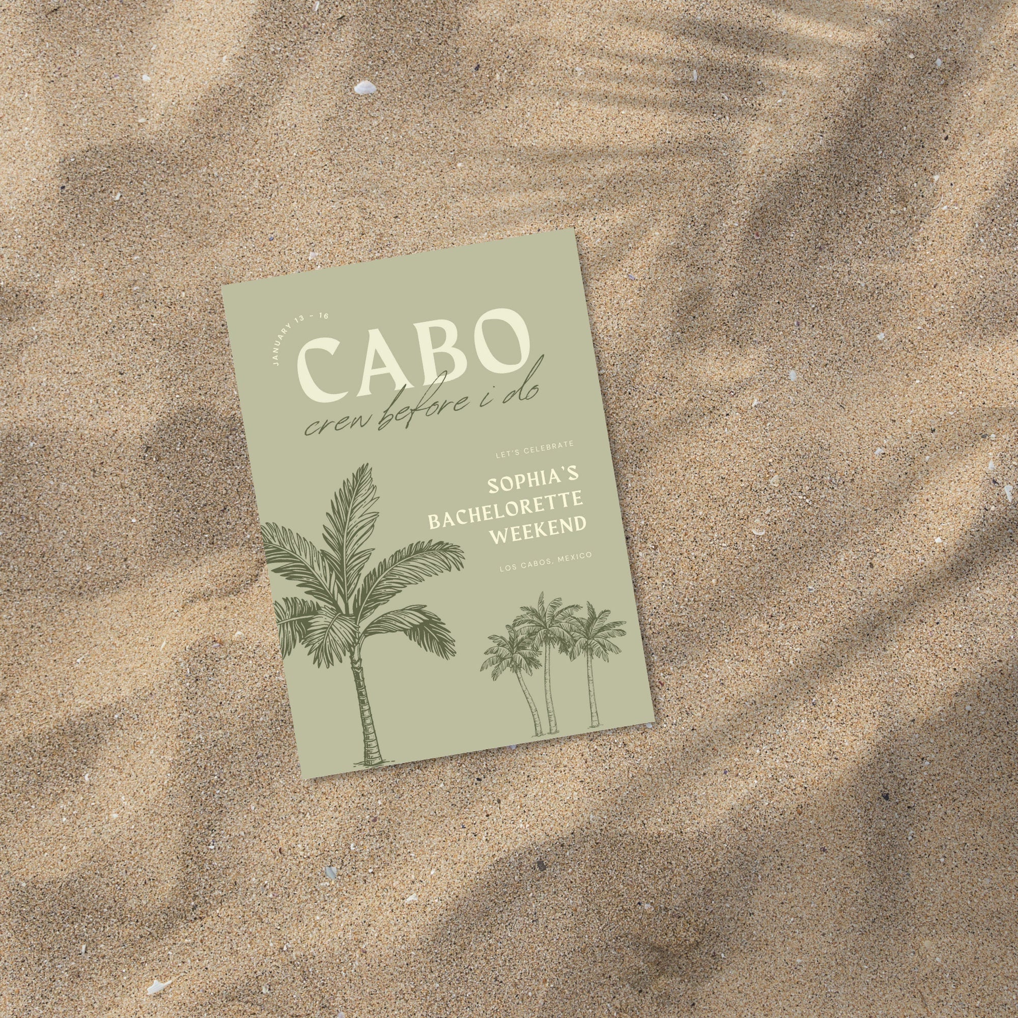 Cabo &amp; Tulum Bachelorette Itinerary – Mexico Travel Weekend Invitation &amp; Checklist Canva Template