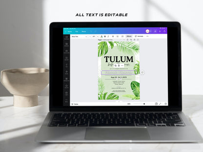 Tulum Bachelorette Itinerary Template – Tropical Weekend Schedule &amp; Invitation Canva