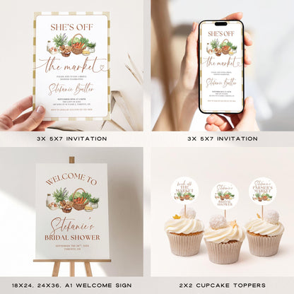 Off The Market Bridal Shower Bundle, Farmers Market Bridal Shower, Editable She&