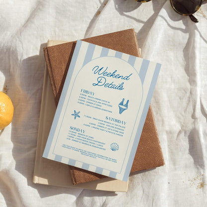 Last Toast on the Coast Bachelorette Itinerary &amp; Beach Party Invitation – Editable 30A Bachelorette Invitation Template – Customizable Canva Design