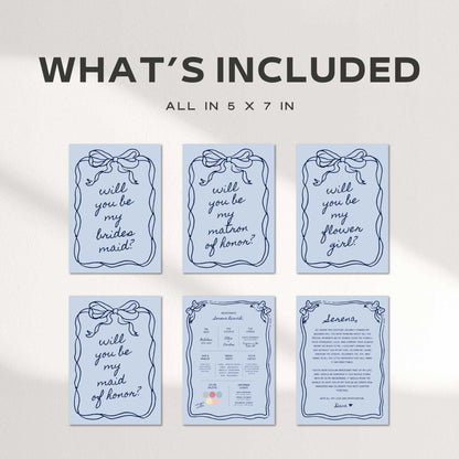 Bridesmaid Proposal Template – Editable Canva Cards for Maid of Honor, Bridesmaids, Flower Girl &amp; Wedding Party