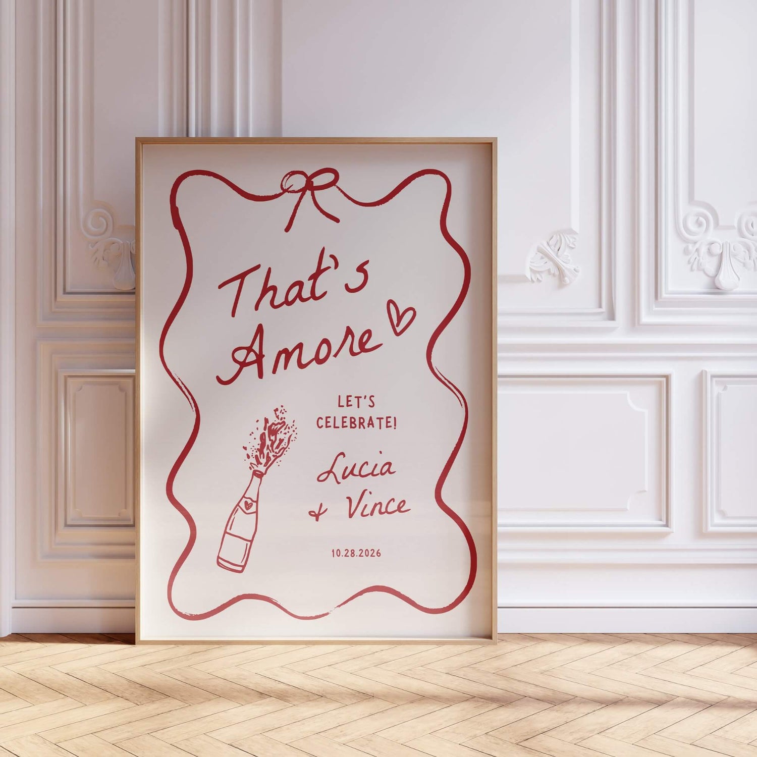 That’s Amore Engagement Party Welcome Sign – Editable Canva Template with Whimsical Italian Hand-Drawn Design
