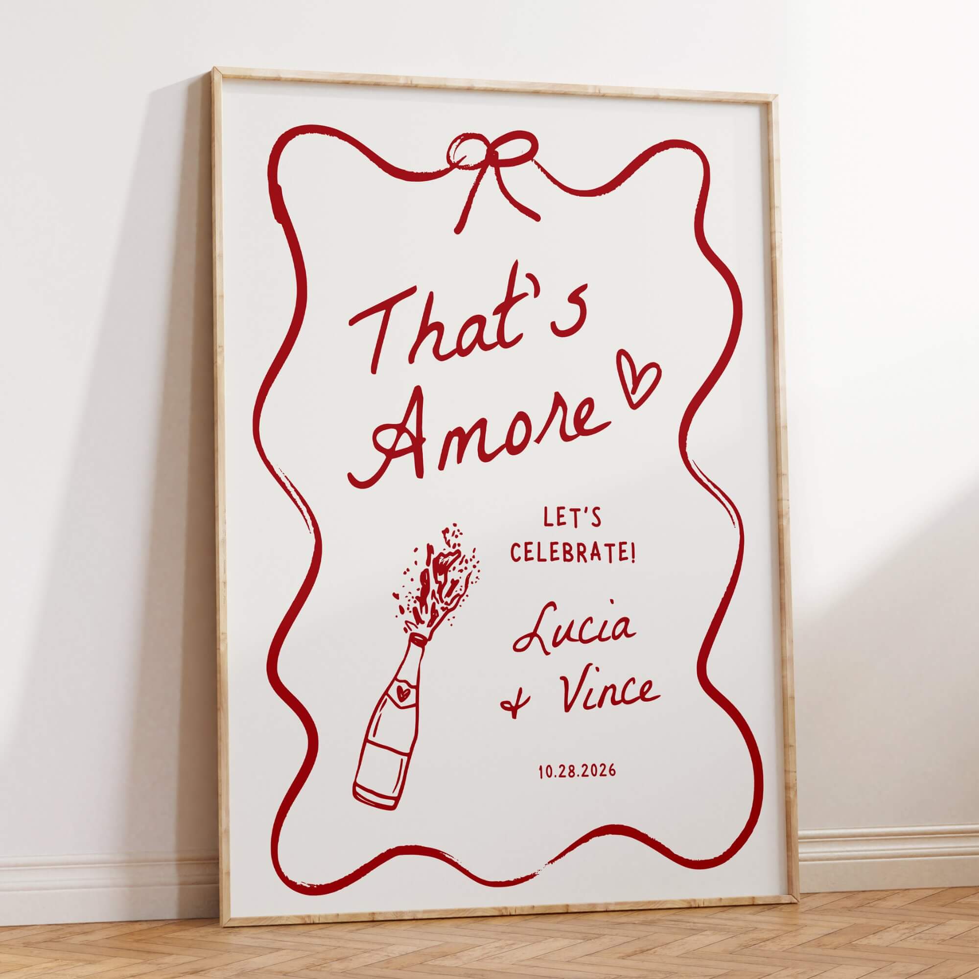 That’s Amore Engagement Party Welcome Sign – Editable Canva Template with Whimsical Italian Hand-Drawn Design