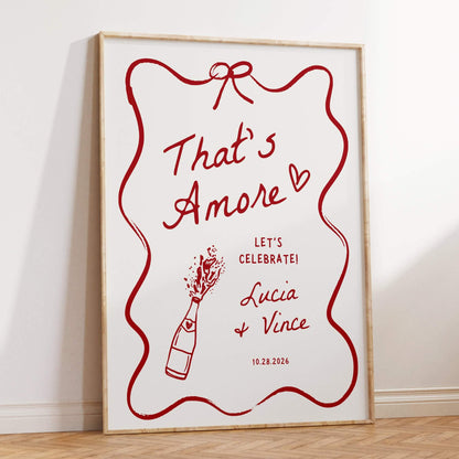 That’s Amore Engagement Party Welcome Sign – Editable Canva Template with Whimsical Italian Hand-Drawn Design