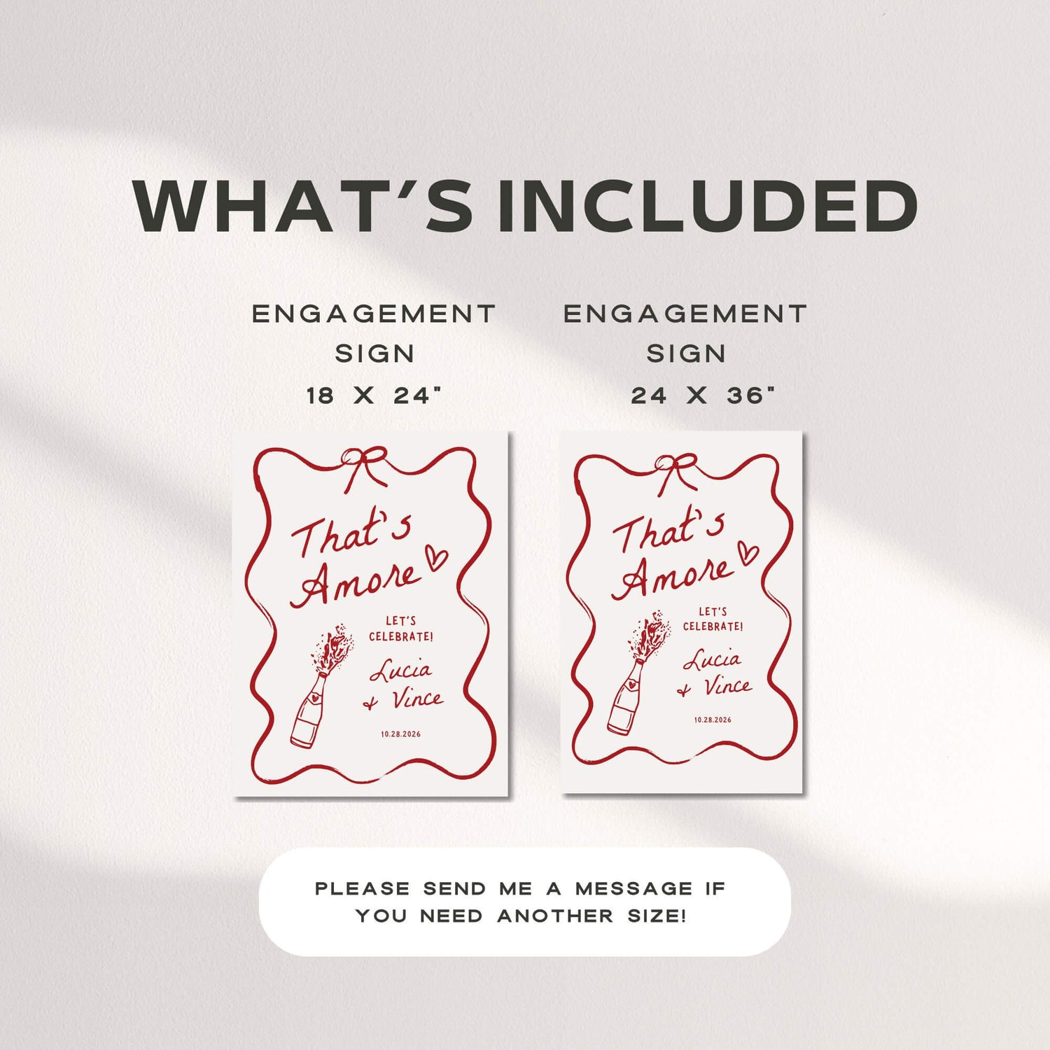 That’s Amore Engagement Party Welcome Sign – Editable Canva Template with Whimsical Italian Hand-Drawn Design