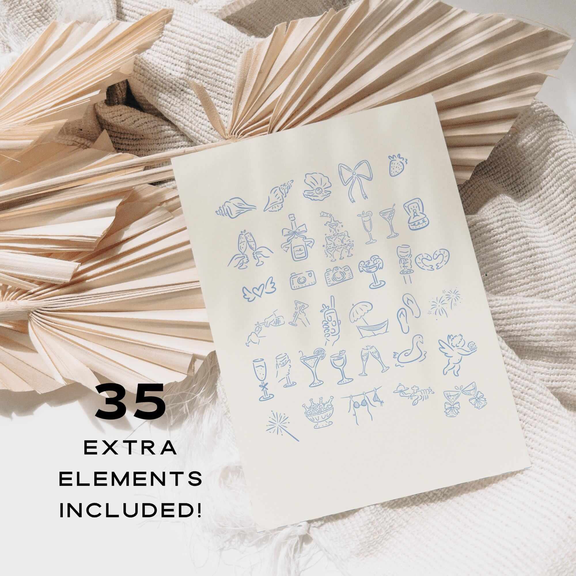 Seashells &amp; Wedding Bells Bachelorette Itinerary &amp; Invitation – Editable Canva Template for Coastal or Beach Bachelorette Weekend