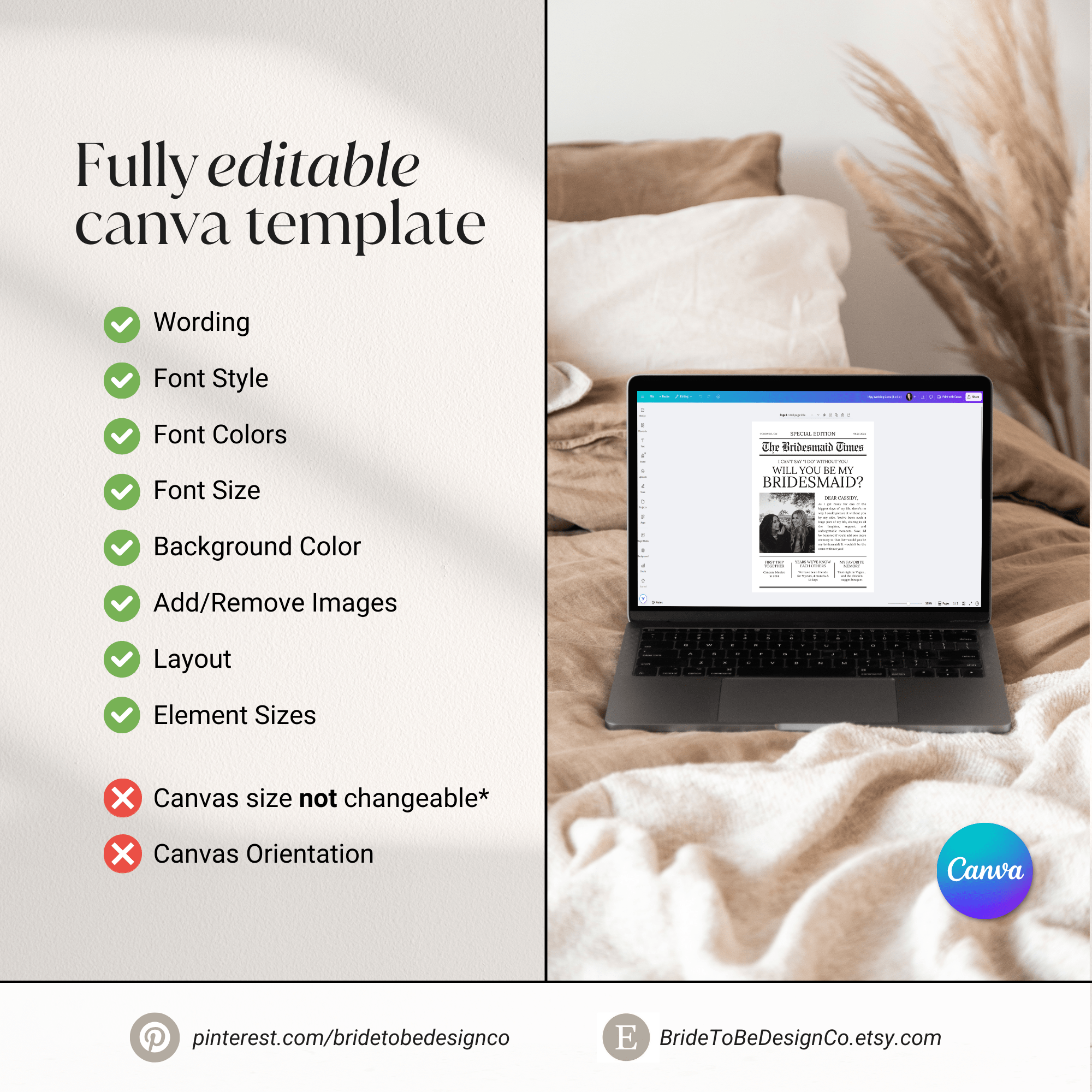Camp Bachelorette Invitation &amp; Itinerary – Editable Canva Template for Glamping or Last Trail Before the Veil Weekend