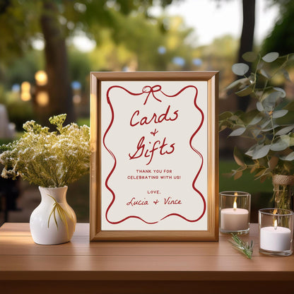 That’s Amore Cards &amp; Gifts Sign – Wavy Hand-Drawn Italian Theme Wedding Table Sign Canva Template