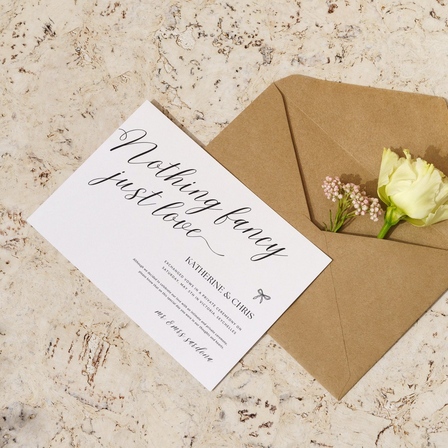 Nothing Fancy Just Love Elopement Announcement, Elope Invitation, Elopement Reception, We Eloped Announcement, We Tied The Knot