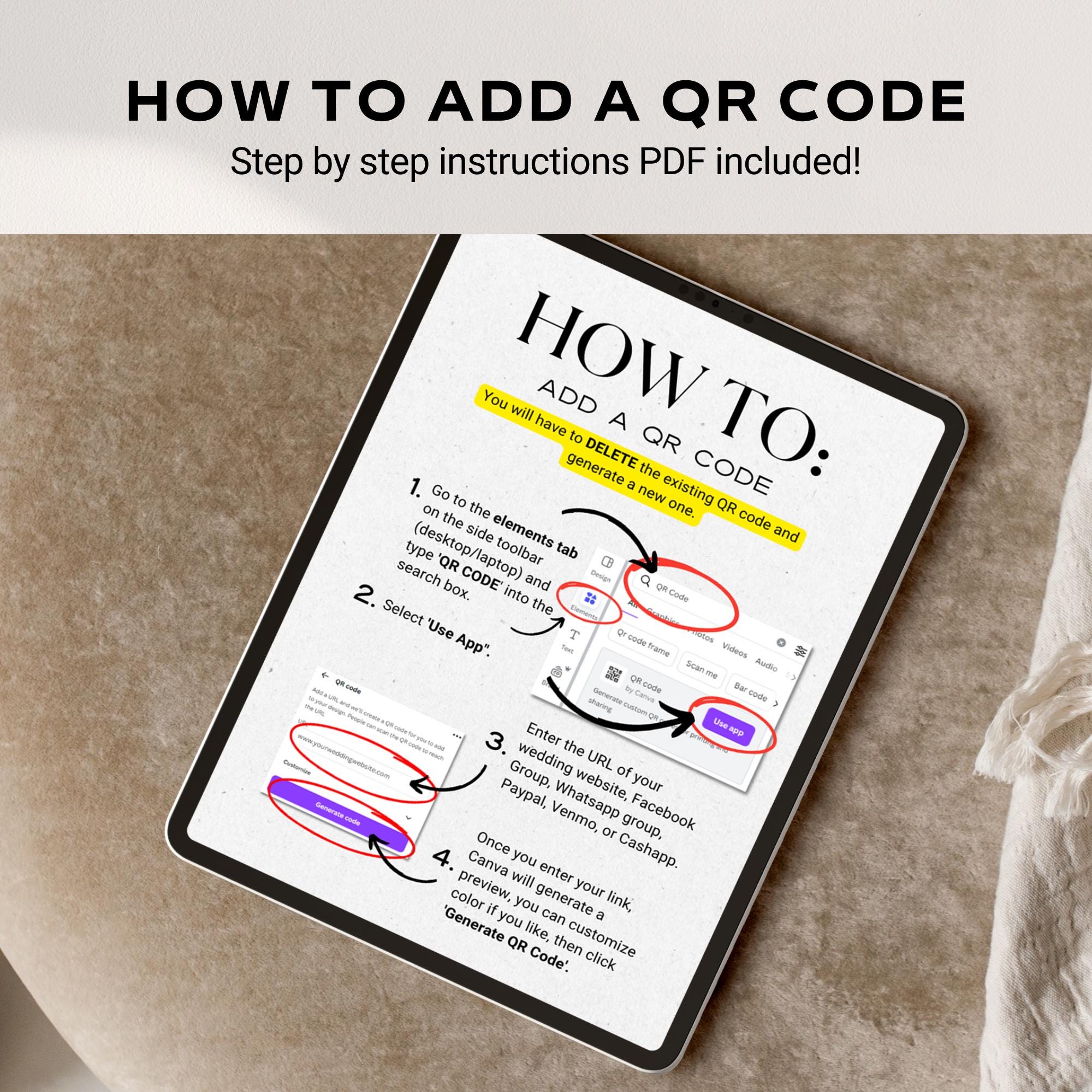 Minimalist Wedding Invitation Suite Template – Modern Invitation, QR Code RSVP &amp; Details Card Bundle