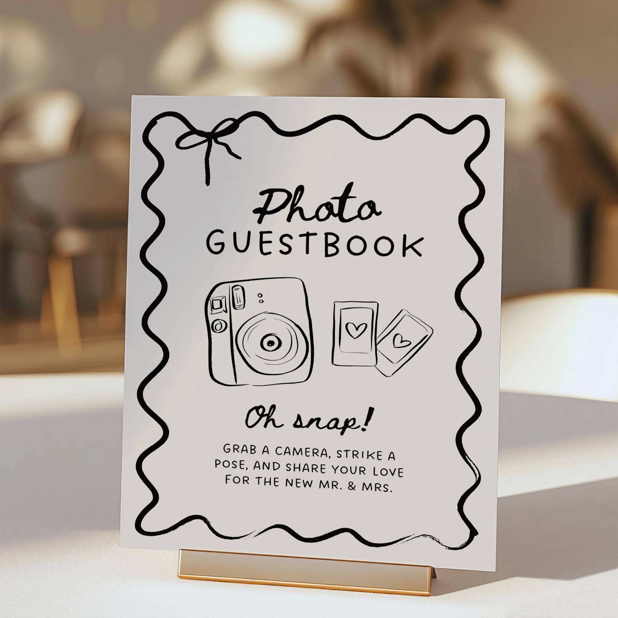 Instax Mini 12 Instructions Sign – Whimsical Polaroid Photo Guest Book Canva Template