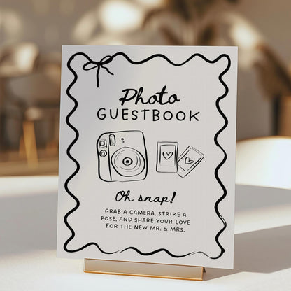 Instax Mini 12 Instructions Sign – Whimsical Polaroid Photo Guest Book Canva Template