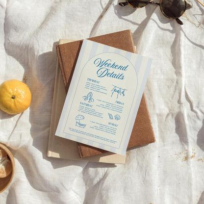 Beach Bachelorette Weekend Invitation &amp; Itinerary Bundle – Canva Templates