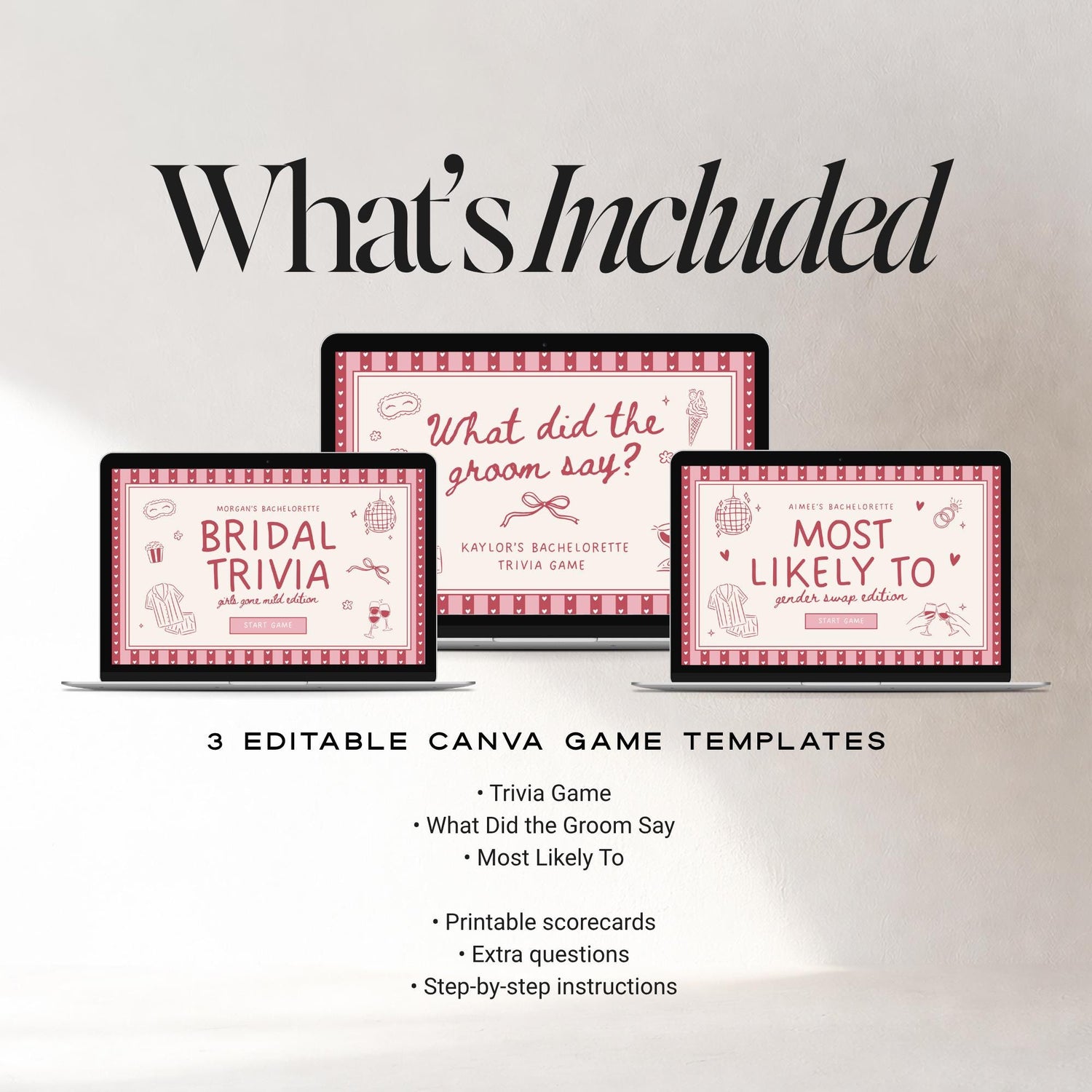 Girls Gone Mild Bachelorette Games Bundle | Animated Canva Party Games